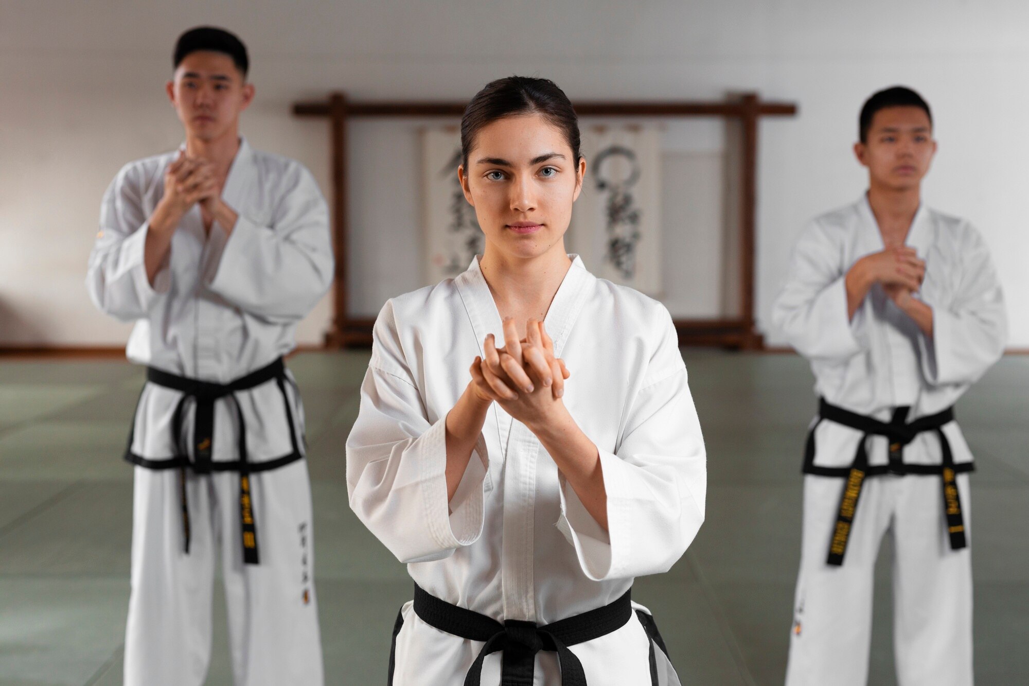 Equipo de instructores en dojo — software de gestión para academias de artes marciales